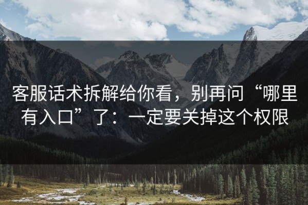 客服话术拆解给你看，别再问“哪里有入口”了：一定要关掉这个权限