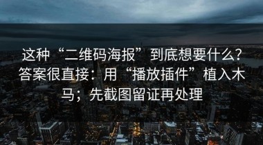 这种“二维码海报”到底想要什么？答案很直接：用“播放插件”植入木马；先截图留证再处理