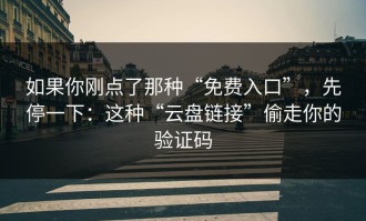 如果你刚点了那种“免费入口”，先停一下：这种“云盘链接”偷走你的验证码