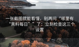 一张截图就能看懂，别再问“哪里有“黑料每日””了：立刻检查这三个设置