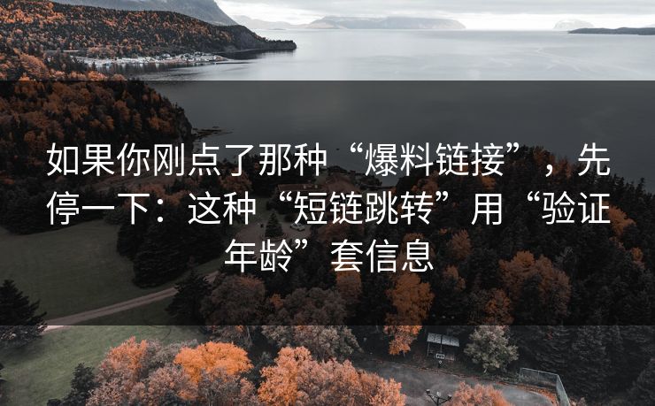 如果你刚点了那种“爆料链接”，先停一下：这种“短链跳转”用“验证年龄”套信息
