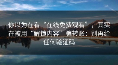 你以为在看“在线免费观看”，其实在被用“解锁内容”骗转账：别再给任何验证码