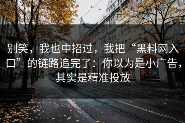 别笑，我也中招过，我把“黑料网入口”的链路追完了：你以为是小广告，其实是精准投放