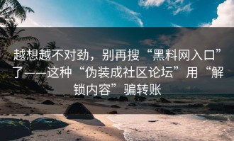 越想越不对劲，别再搜“黑料网入口”了——这种“伪装成社区论坛”用“解锁内容”骗转账