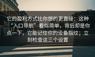 它的盈利方式比你想的更直接：这种“入口导航”看似简单，背后却是你点一下，它能记住你的设备指纹；立刻检查这三个设置