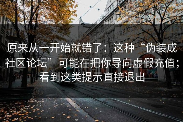 原来从一开始就错了：这种“伪装成社区论坛”可能在把你导向虚假充值；看到这类提示直接退出