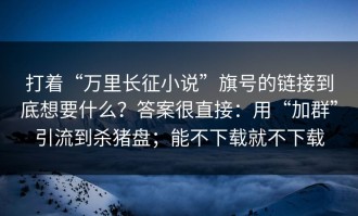 打着“万里长征小说”旗号的链接到底想要什么？答案很直接：用“加群”引流到杀猪盘；能不下载就不下载