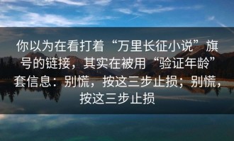 你以为在看打着“万里长征小说”旗号的链接，其实在被用“验证年龄”套信息：别慌，按这三步止损；别慌，按这三步止损