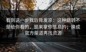 看到这一步我后背发凉：这种跳转不是给你看的，是来拿你信息的；换成官方渠道再找资源