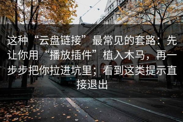 这种“云盘链接”最常见的套路：先让你用“播放插件”植入木马，再一步步把你拉进坑里；看到这类提示直接退出