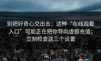 别把好奇心交出去：这种“在线观看入口”可能正在把你导向虚假充值；立刻检查这三个设置