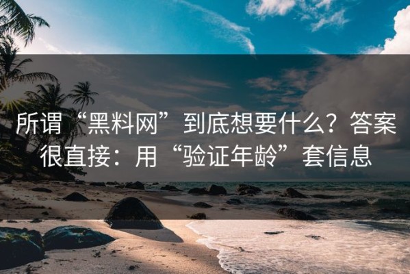 所谓“黑料网”到底想要什么？答案很直接：用“验证年龄”套信息
