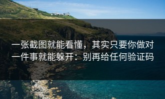 一张截图就能看懂，其实只要你做对一件事就能躲开：别再给任何验证码