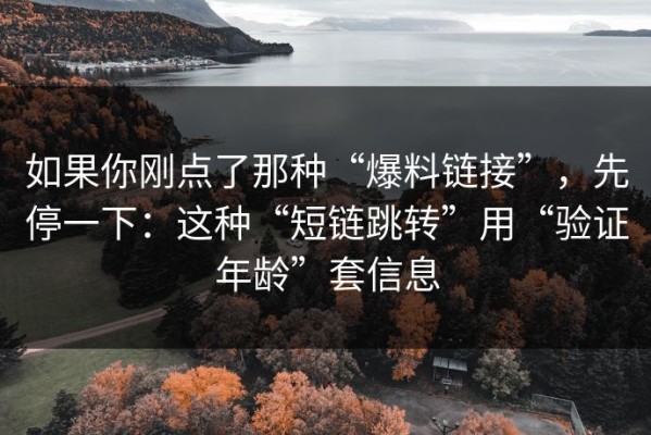 如果你刚点了那种“爆料链接”，先停一下：这种“短链跳转”用“验证年龄”套信息