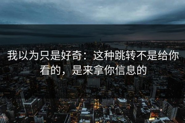 我以为只是好奇：这种跳转不是给你看的，是来拿你信息的