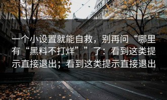 一个小设置就能自救，别再问“哪里有“黑料不打烊””了：看到这类提示直接退出；看到这类提示直接退出