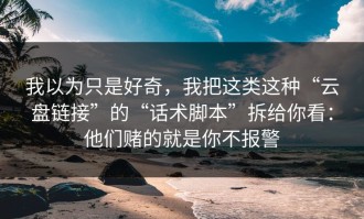 我以为只是好奇，我把这类这种“云盘链接”的“话术脚本”拆给你看：他们赌的就是你不报警