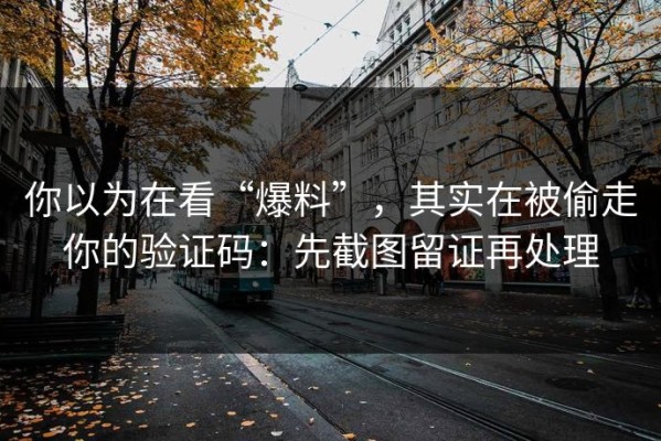 你以为在看“爆料”，其实在被偷走你的验证码：先截图留证再处理