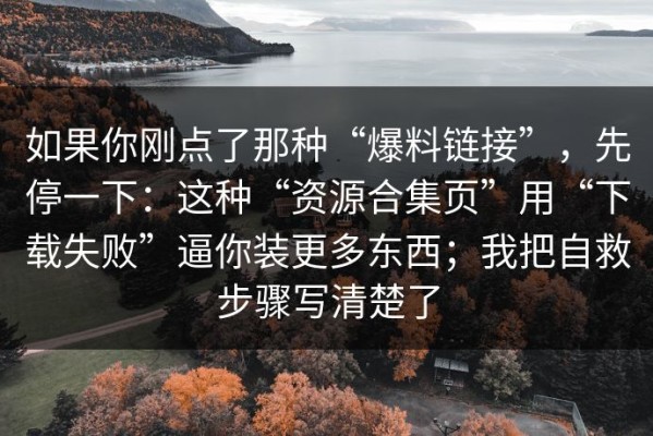 如果你刚点了那种“爆料链接”，先停一下：这种“资源合集页”用“下载失败”逼你装更多东西；我把自救步骤写清楚了