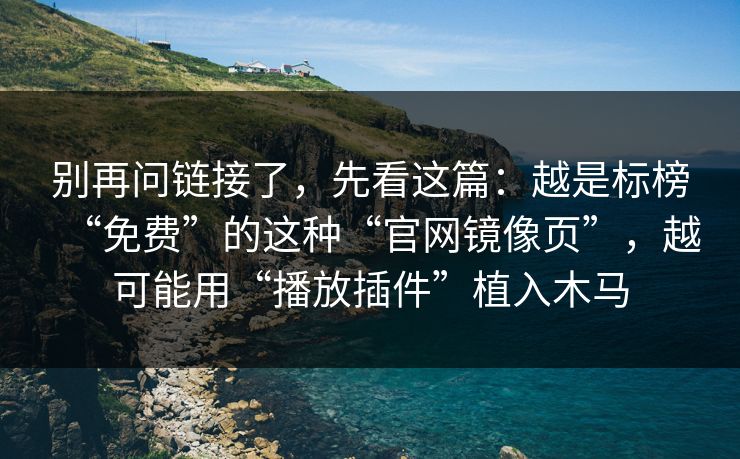 别再问链接了，先看这篇：越是标榜“免费”的这种“官网镜像页”，越可能用“播放插件”植入木马