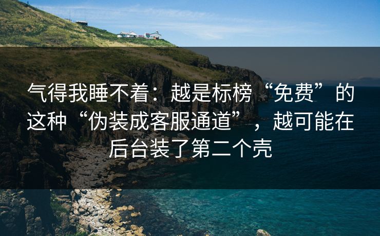 气得我睡不着：越是标榜“免费”的这种“伪装成客服通道”，越可能在后台装了第二个壳