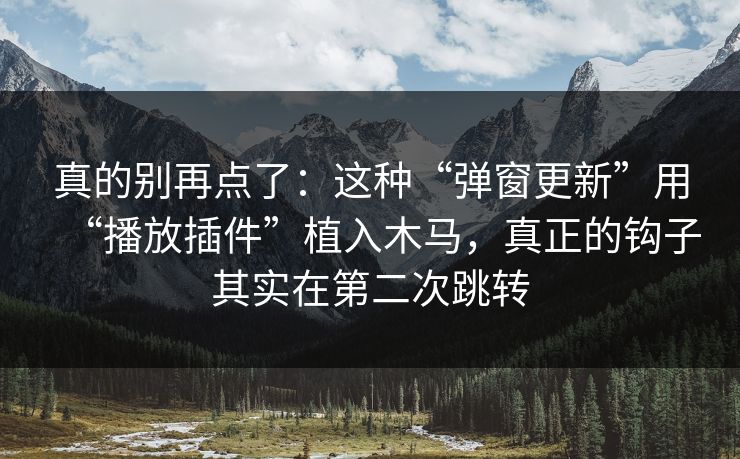 真的别再点了:这种“弹窗更新”用“播放插件”植入木马,真正的钩子其实在第二次跳转 真的别再点了:这种“弹窗更新”用“播放插件”植入木马,真正的钩子其实在第二次跳转