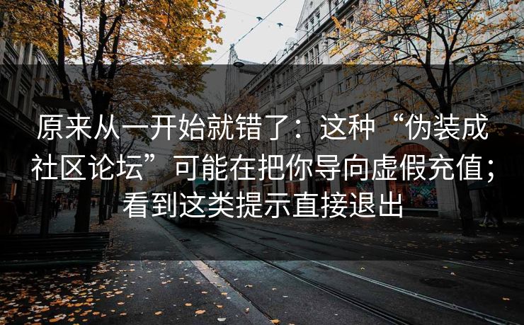 原来从一开始就错了：这种“伪装成社区论坛”可能在把你导向虚假充值；看到这类提示直接退出