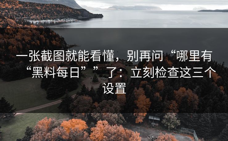 一张截图就能看懂，别再问“哪里有“黑料每日””了：立刻检查这三个设置