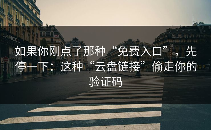 如果你刚点了那种“免费入口”，先停一下：这种“云盘链接”偷走你的验证码