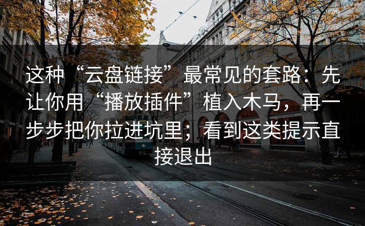 这种“云盘链接”最常见的套路：先让你用“播放插件”植入木马，再一步步把你拉进坑里；看到这类提示直接退出