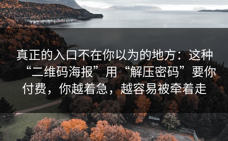 真正的入口不在你以为的地方：这种“二维码海报”用“解压密码”要你付费，你越着急，越容易被牵着走