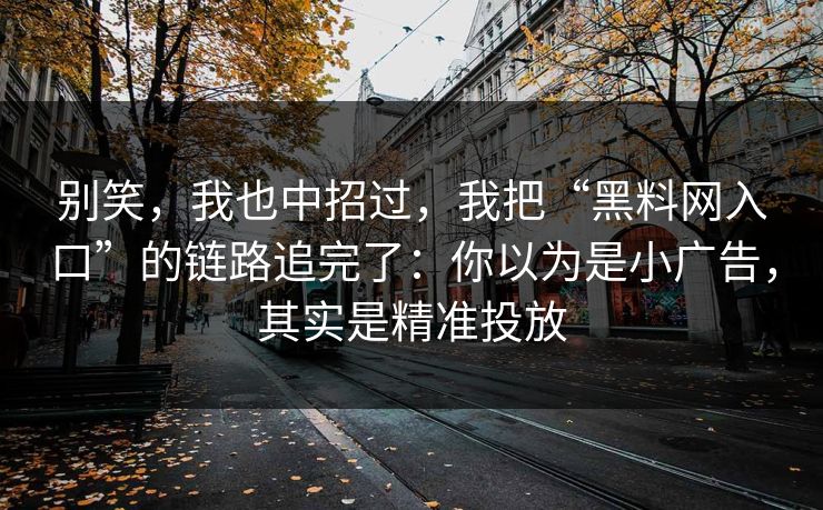 别笑，我也中招过，我把“黑料网入口”的链路追完了：你以为是小广告，其实是精准投放