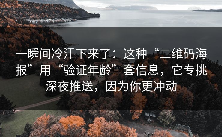 一瞬间冷汗下来了：这种“二维码海报”用“验证年龄”套信息，它专挑深夜推送，因为你更冲动