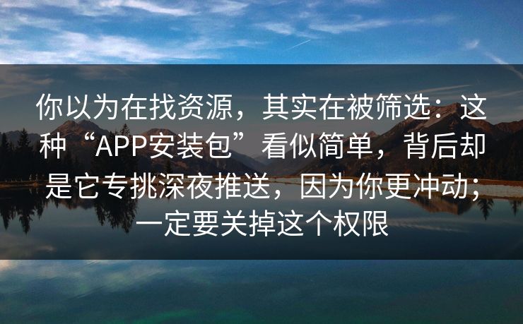 你以为在找资源，其实在被筛选：这种“APP安装包”看似简单，背后却是它专挑深夜推送，因为你更冲动；一定要关掉这个权限