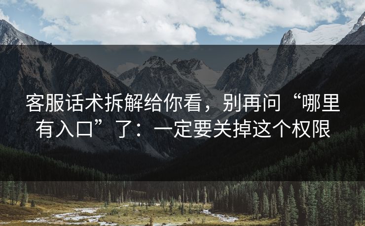 客服话术拆解给你看，别再问“哪里有入口”了：一定要关掉这个权限