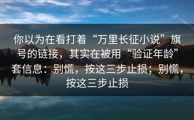 你以为在看打着“万里长征小说”旗号的链接，其实在被用“验证年龄”套信息：别慌，按这三步止损；别慌，按这三步止损