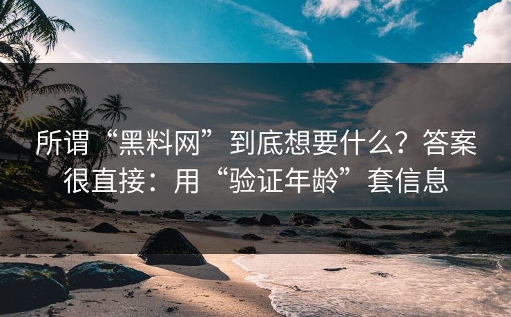 所谓“黑料网”到底想要什么？答案很直接：用“验证年龄”套信息