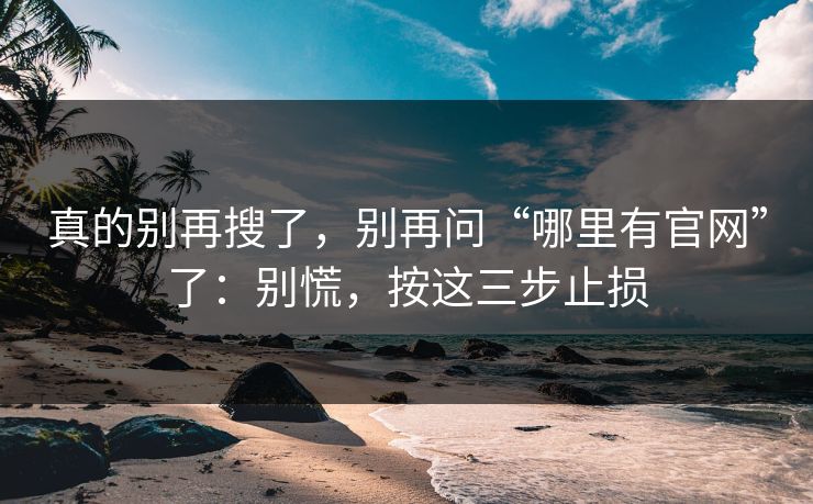 真的别再搜了，别再问“哪里有官网”了：别慌，按这三步止损