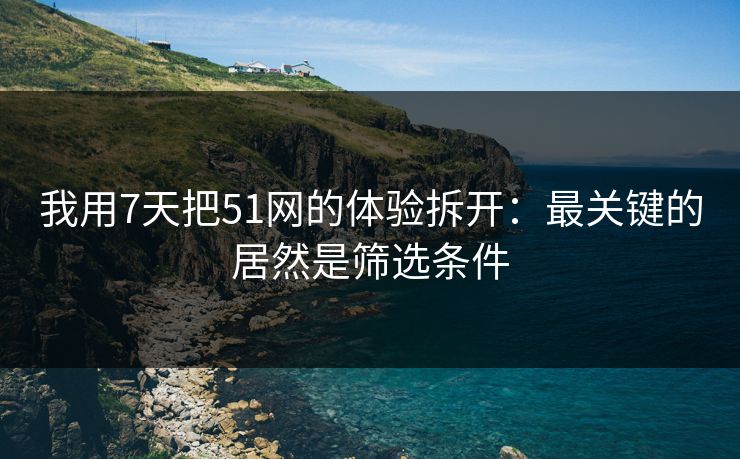 我用7天把51网的体验拆开：最关键的居然是筛选条件